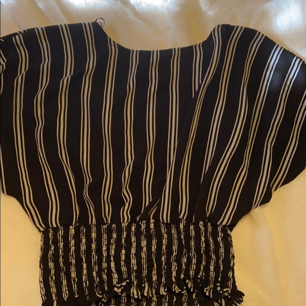 A Lilly white striped hem top